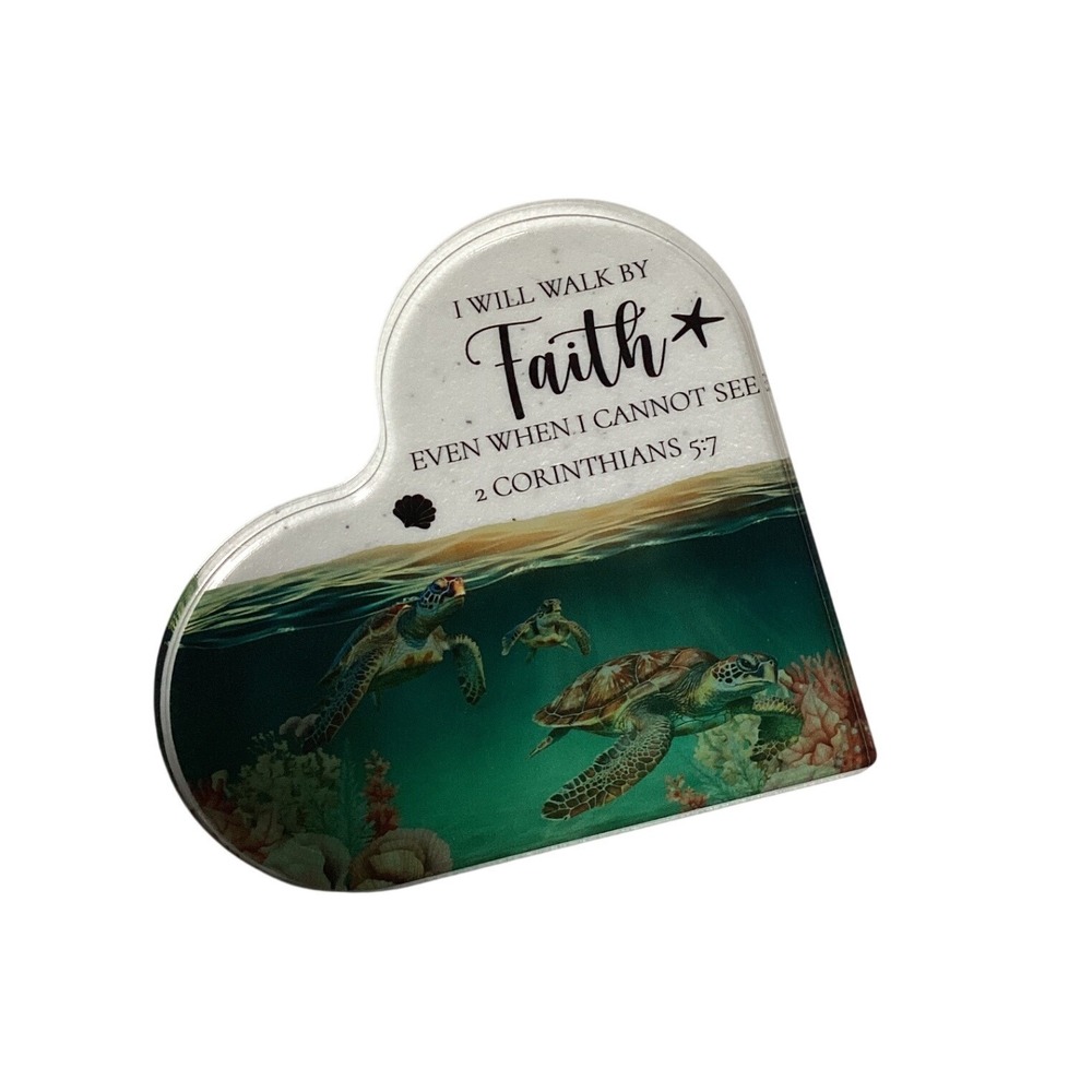Heart Shaped Faith Turtles 2 Corinthians 5 7 Scripture Gift